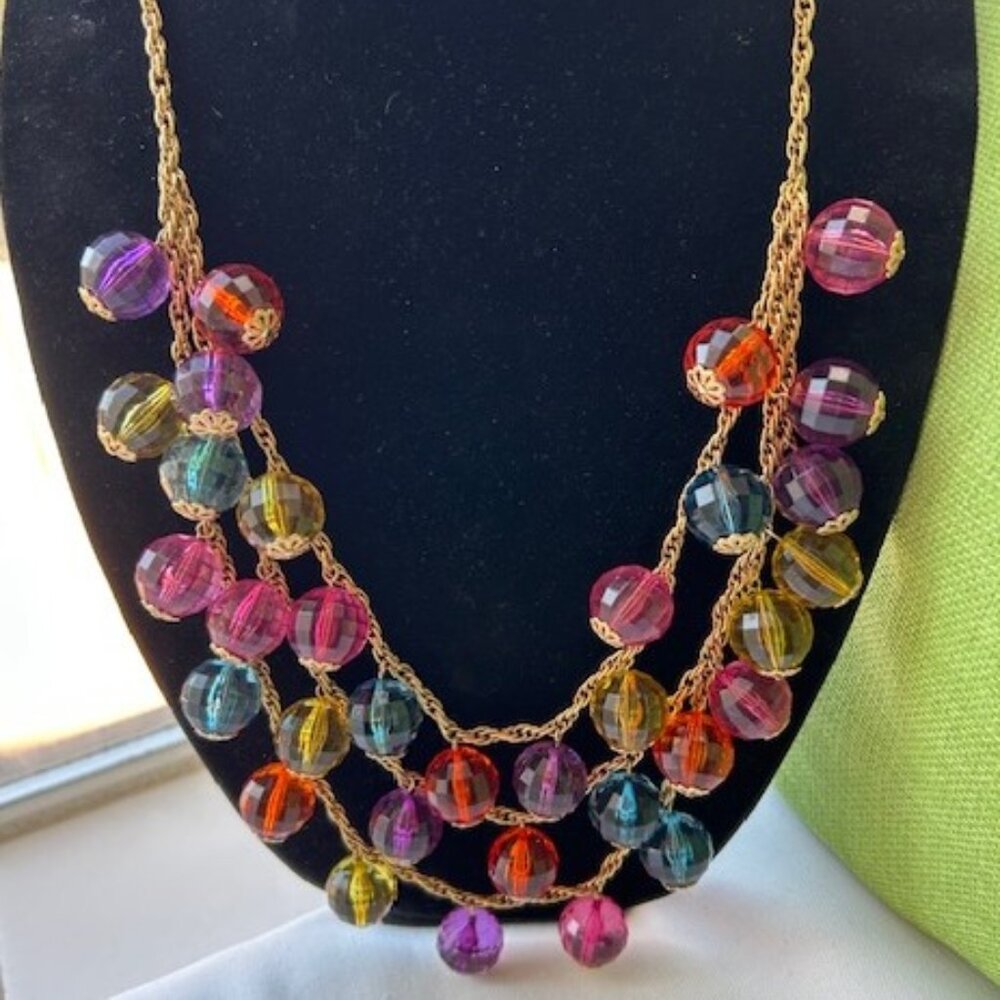 KATE SPADE  3-Strand Colorful Faceted Beaded Statement NECKLACE